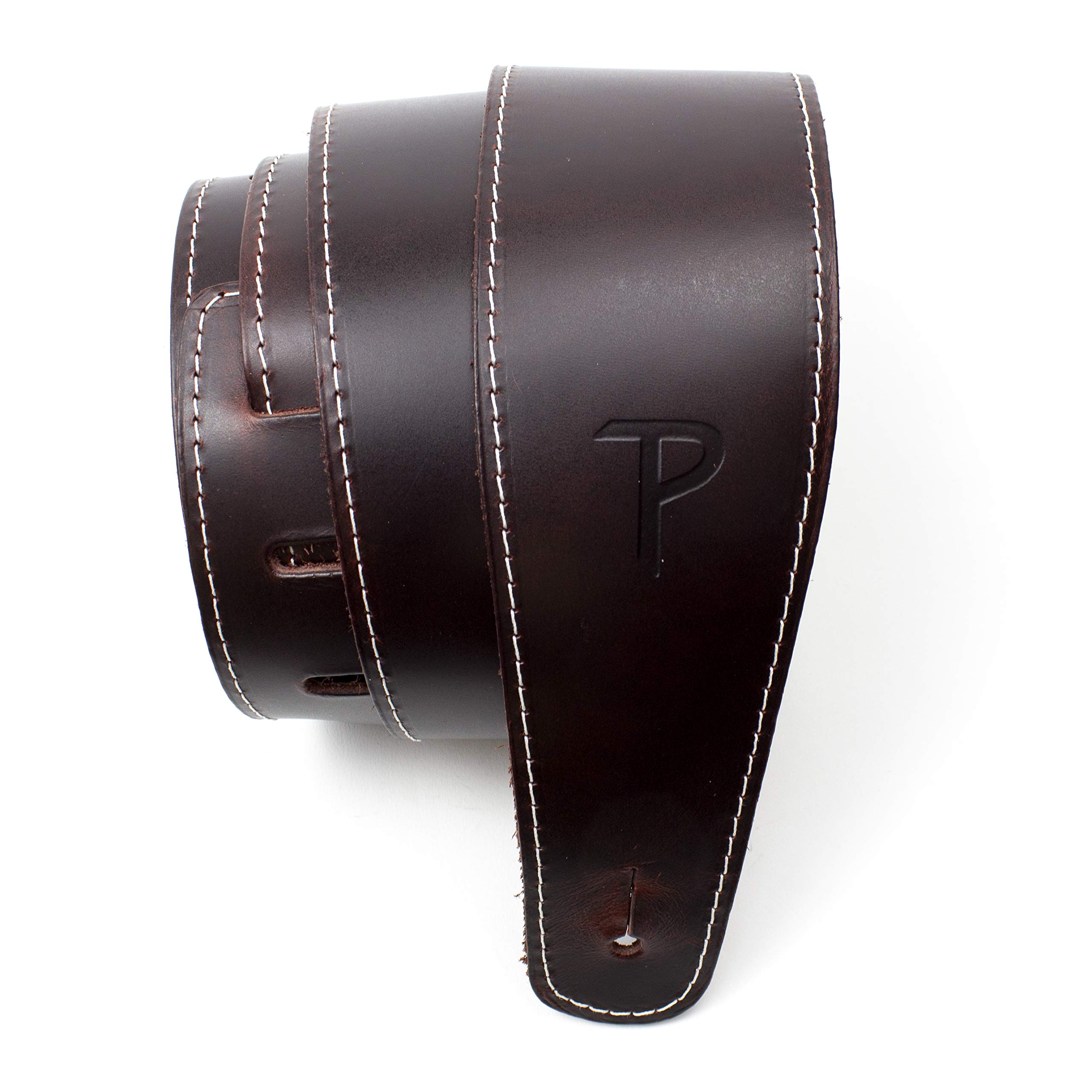 Perri’s Leathers Ltd. - Guitar Strap - Baseball Leather (Series) - Wine - Adjustable - For Acoustic/Bass/Electric Guitars - Made in Canada (SP25S-7053)