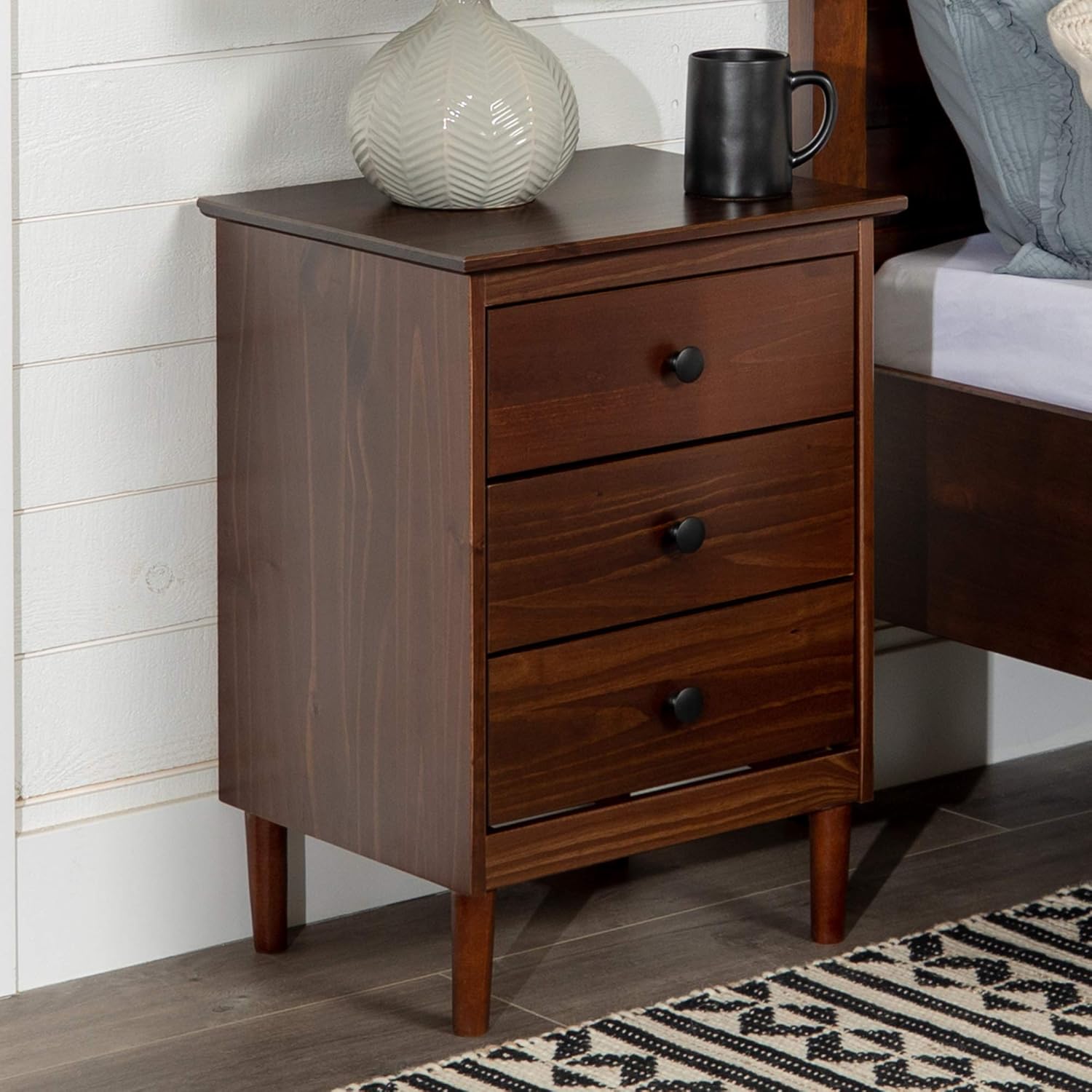 Amazon Com Modern 3 Drawer Nightstand Walnut