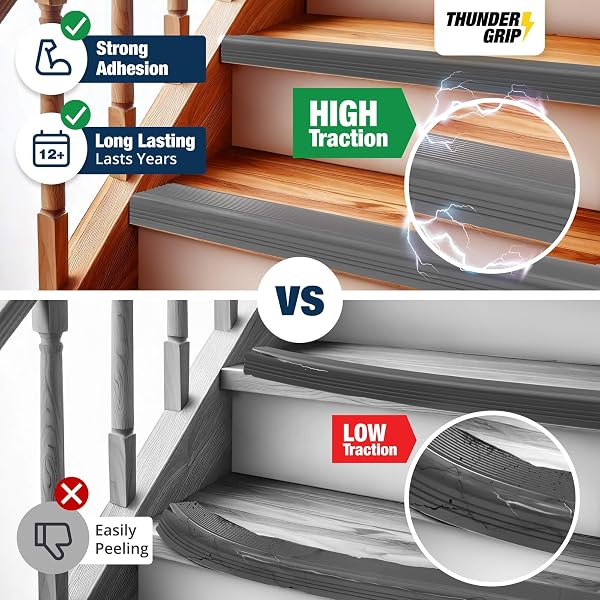 STAIR EDGE PROTECTOR 48 FT – GRAY RUBBER EDGE TRIM FOR STEPS – STAIR NOSE MOLDING – RUBBER NOSE TRIM – FIT FOR INDOOR AND OUTDOOR – NON SLIP AND WATERPROOF