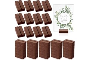 Roowest 50 Pcs Wood Place Card Holder 2 Inch Rustic Table Number Holders Stands Wooden Sign stand Photo Card Display for Wedding Party Birthday Retail Shop Office Pictures Menu Decorations
