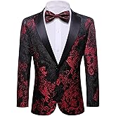 Barry. Wang Men's Sport Coats & Blazers Flower Suit Jacket 1 Button Paisley Tuxedo Mardi Gras Carnival Parade Gift