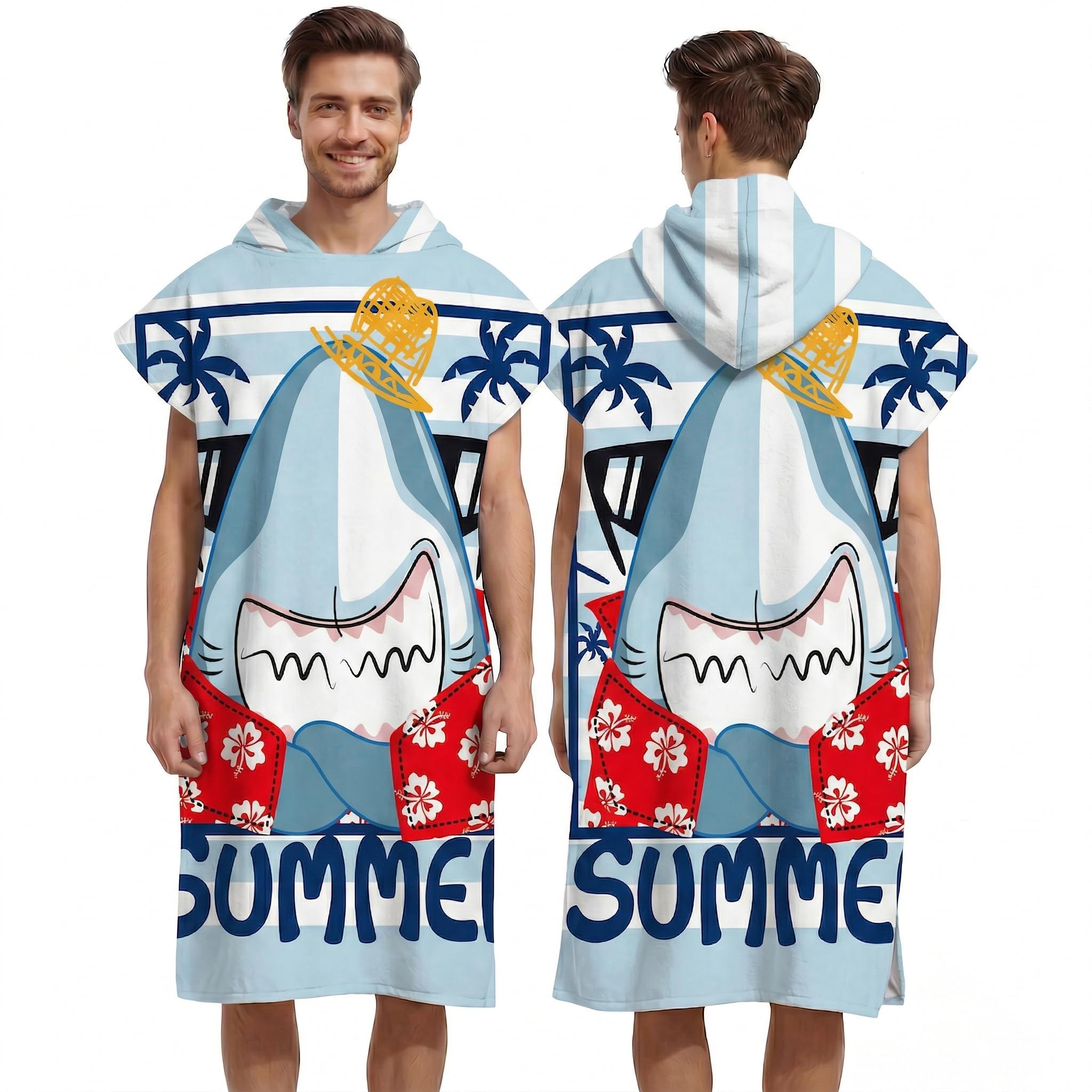 LOMTRATS Quick-drying Surf Poncho, Changing Towel, Bathrobe, Sports Towels for Swimmers,Hoodie for Adults,Swimming,Beach,Surfing,Diving,Bathing（Adult-M）