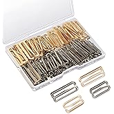 Boao 40 Pieces Bra Hooks Replacement Bulk Metal Swimsuit Bra Hooks Bikini Clasp Bathing Suit Clips Strap Adjustment Slider Rings for Swimsuit Lingerie Bikini, 2 Sizes(18 mm, 25 mm,Black, Rose Gold)