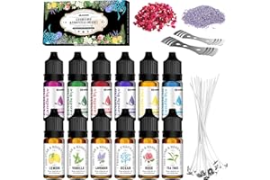 PANDALAB Candle Dye & Essential Oils Set - 6 Candle Colors for Soy Beeswax Aromatherapy Candle, Rose Lavender Oils for DIY Candle Making Supplies - 0.35 oz Each 12 Bottles