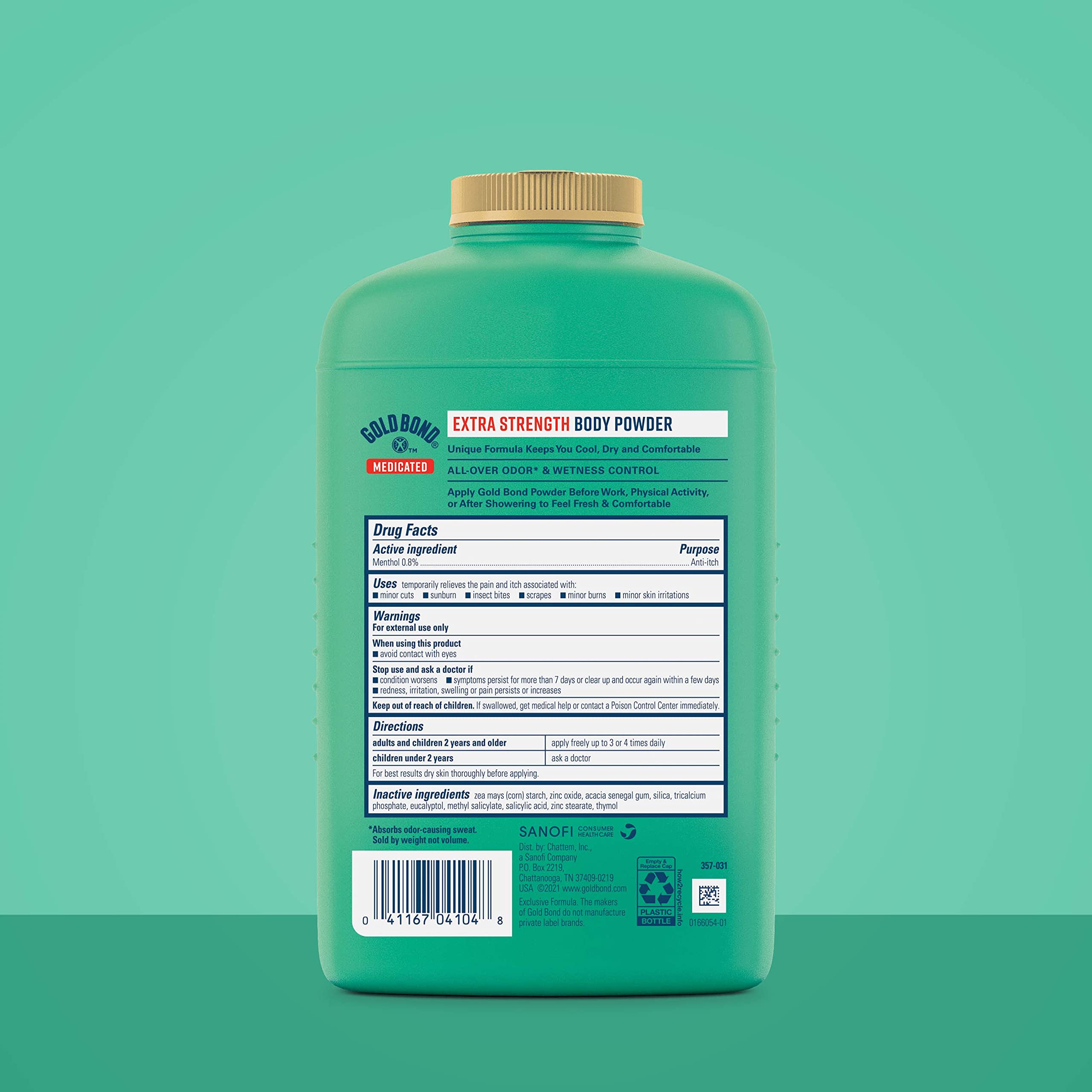 Gold Bond Medicated Talc-Free Extra Strength Body Powder, 10 oz., for Cooling, Absorbing Itch Relief (Pack of 2)