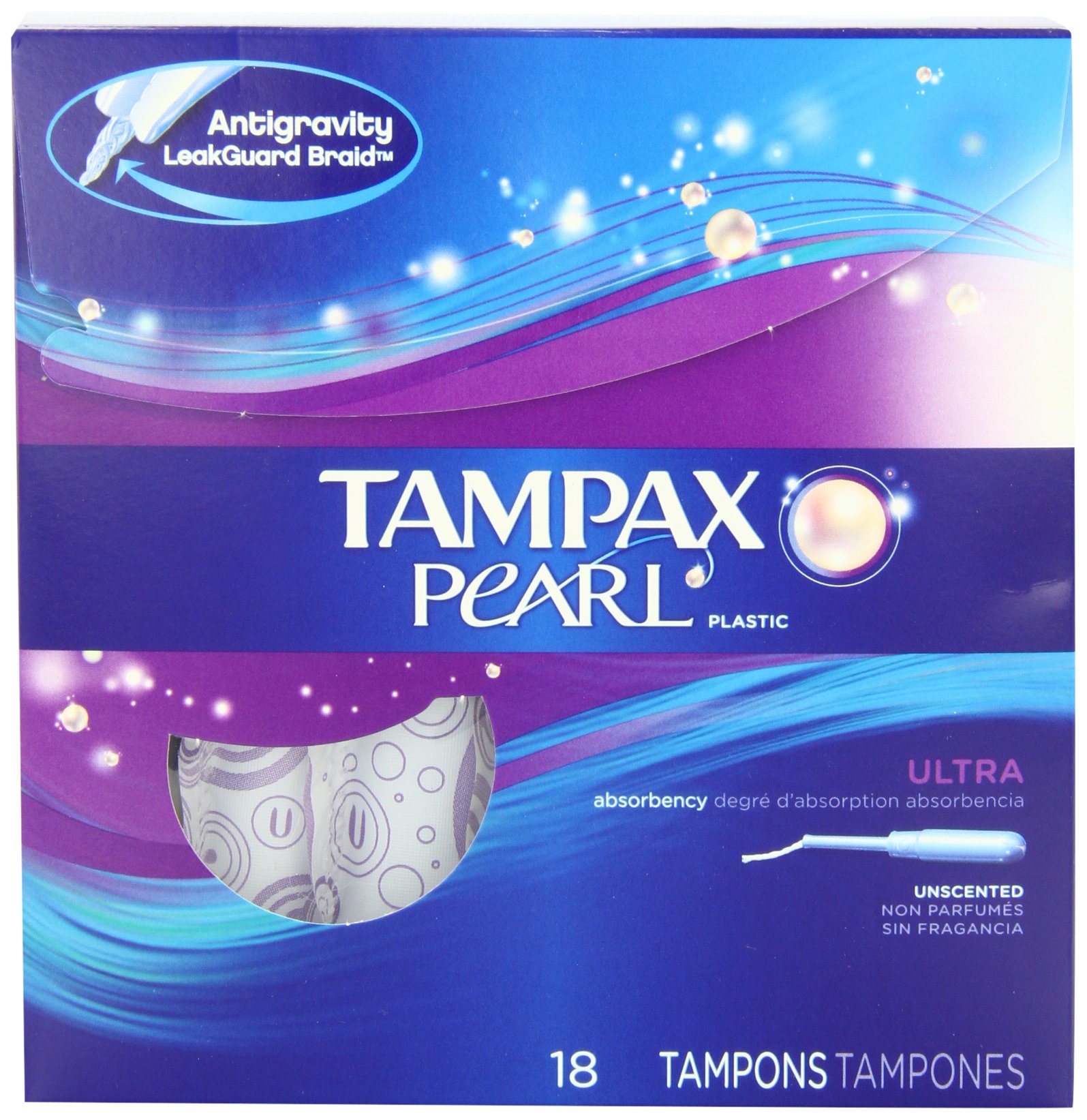 Tampax Pearl Plastic Triple Pack, Regular/Super/Super Plus