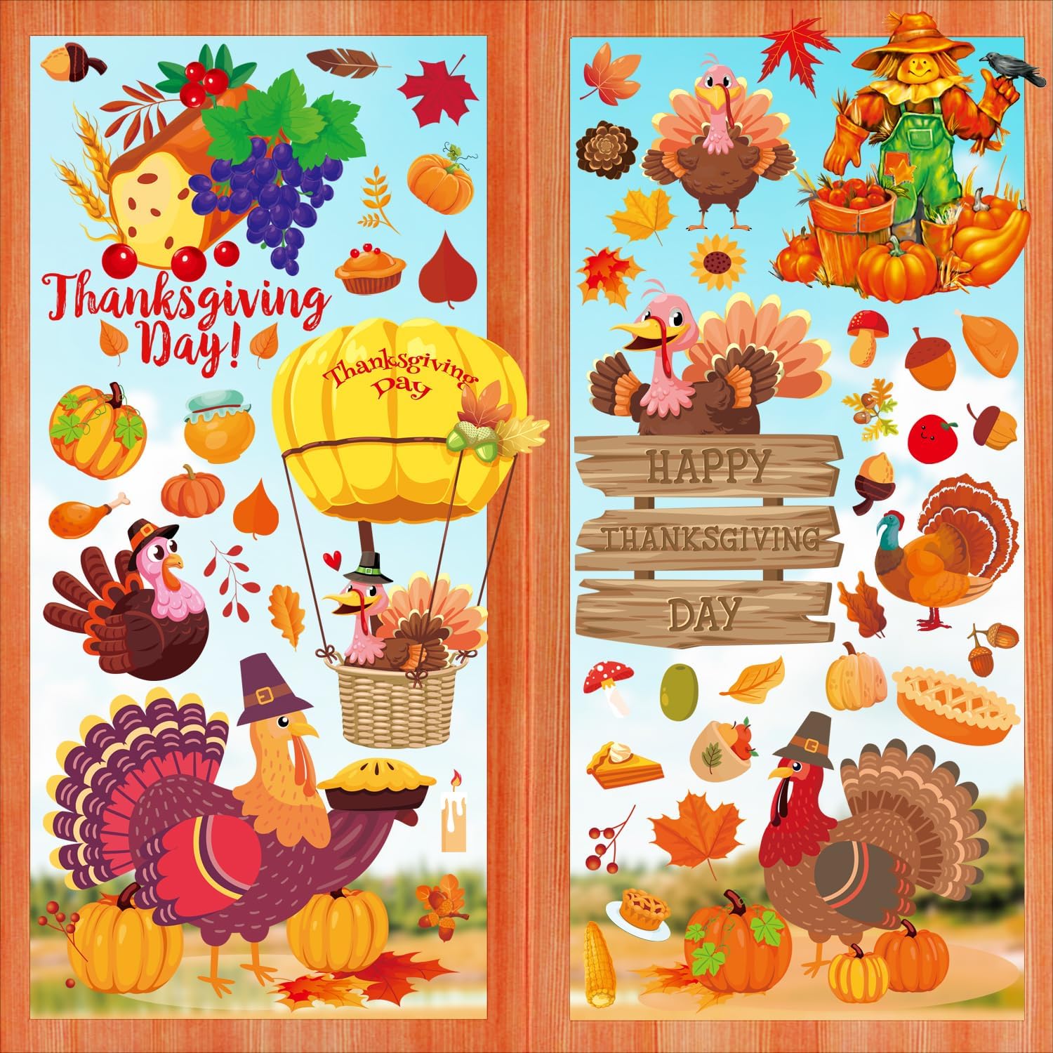 Window Treatments - Suponar Thanksgiving Window Clings, 8 Sheet Fall Window Clings for Glass Windows, Fall Decorations for Home, Fall Turkey Window Stickers for Thanksgiving Autumn Fall Decor
