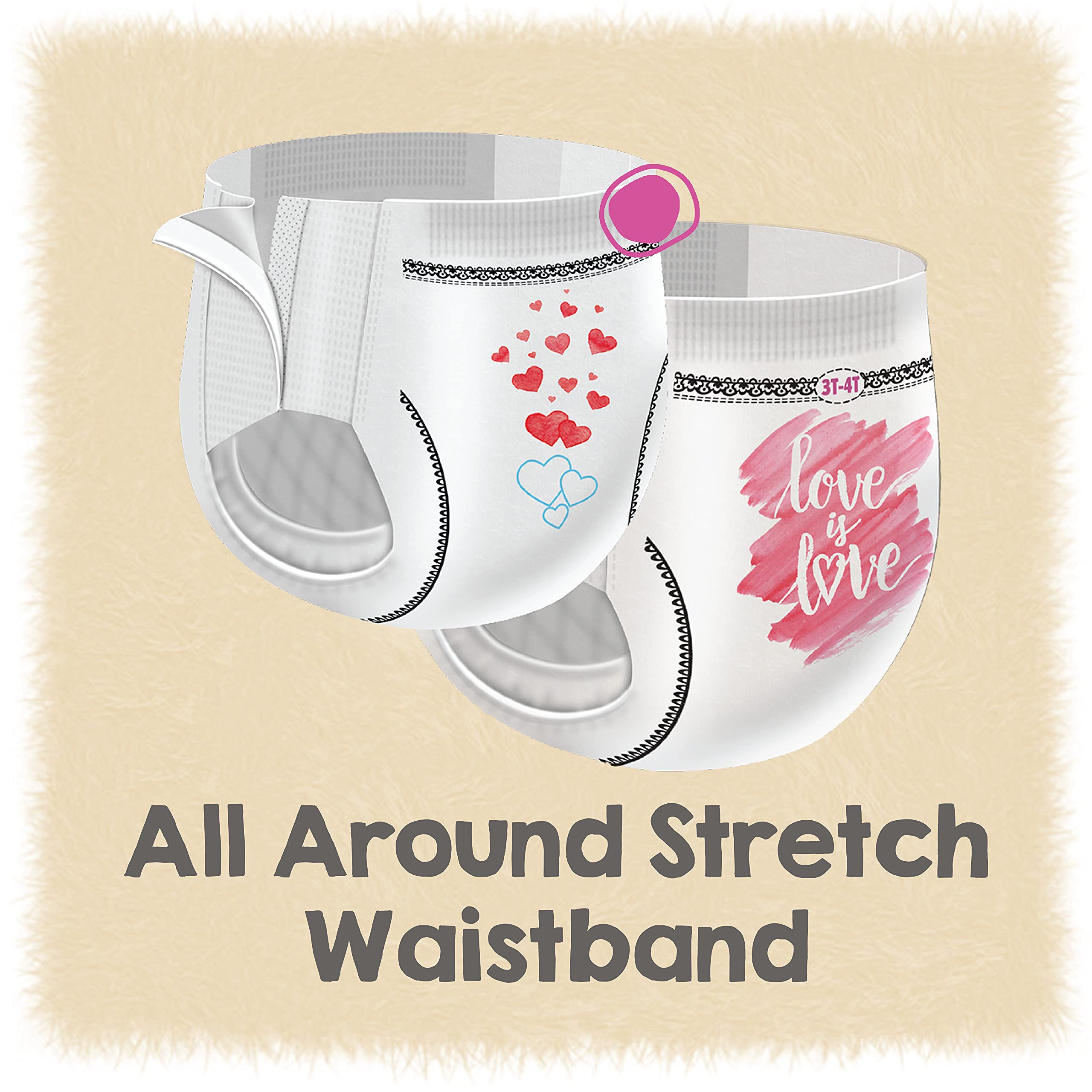 Cutie Girls 3T/4T Refastenable Potty Training Pants, Hypoallergenic with Skin Smart, 92 Count