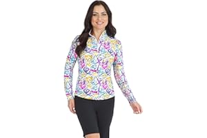 IBKUL Women’s Sun Protective UPF50+ Icefil Cooling Angle Print Long Sleeve Mock Neck Top – 10765