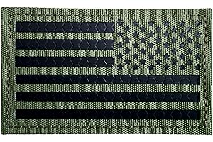 MOONIKONI 2x3.5" Infrared IR US USA American Flag Patch Tactical Vest Patch Hook-Fastener Backing (OD Green-Reversed)