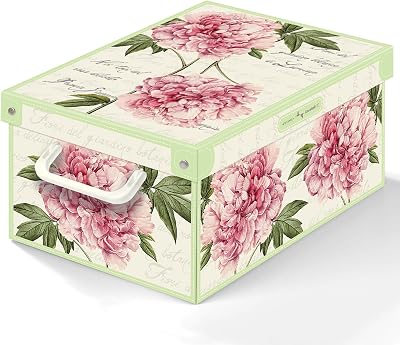 Lavatelli Collection Small Peonies Decorative Storage Box with Lid