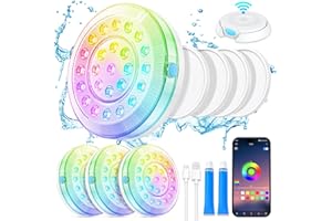 Homly Rechargeable Submersible Pool Lights with Wireless APP Control, Waterproof Underwater Smart LED Lights Controlled Multiple Lighting Modes, 4000mAh Magnets Lights for Multi Scene Pool Decoration
