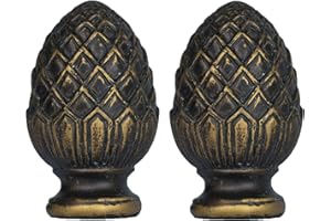 Urbanest Set of 2 Pineapple Lamp Finials, 2-inch Tall, Bronze with Gold Highlight