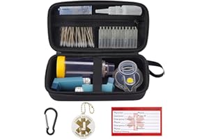 MGZNMTY Travel Carrying Case Compatible with Asthma Inhaler Spacer for Adults and Children, Masks, Inhaler Holder with Asthma Alert Tag and Medical Card, Carabiner (Only Case) (Black)