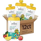 Zarbee’s Triple Action Hydration Electrolyte Drink for Kids, Low Sugar with Prebiotics & Zinc, Mild to Moderate Dehydration, Strawberry Lemonade & Lemon Lime, 12 x 5 fl oz Pouches