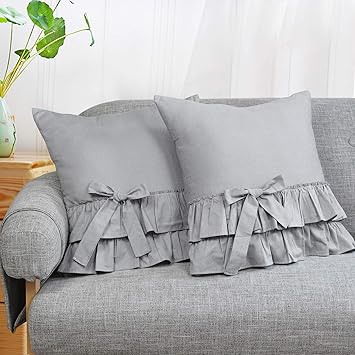 Amazon Com Softta Ruffle Throw Pillow Covers 18 X 18 Inch Pack Of