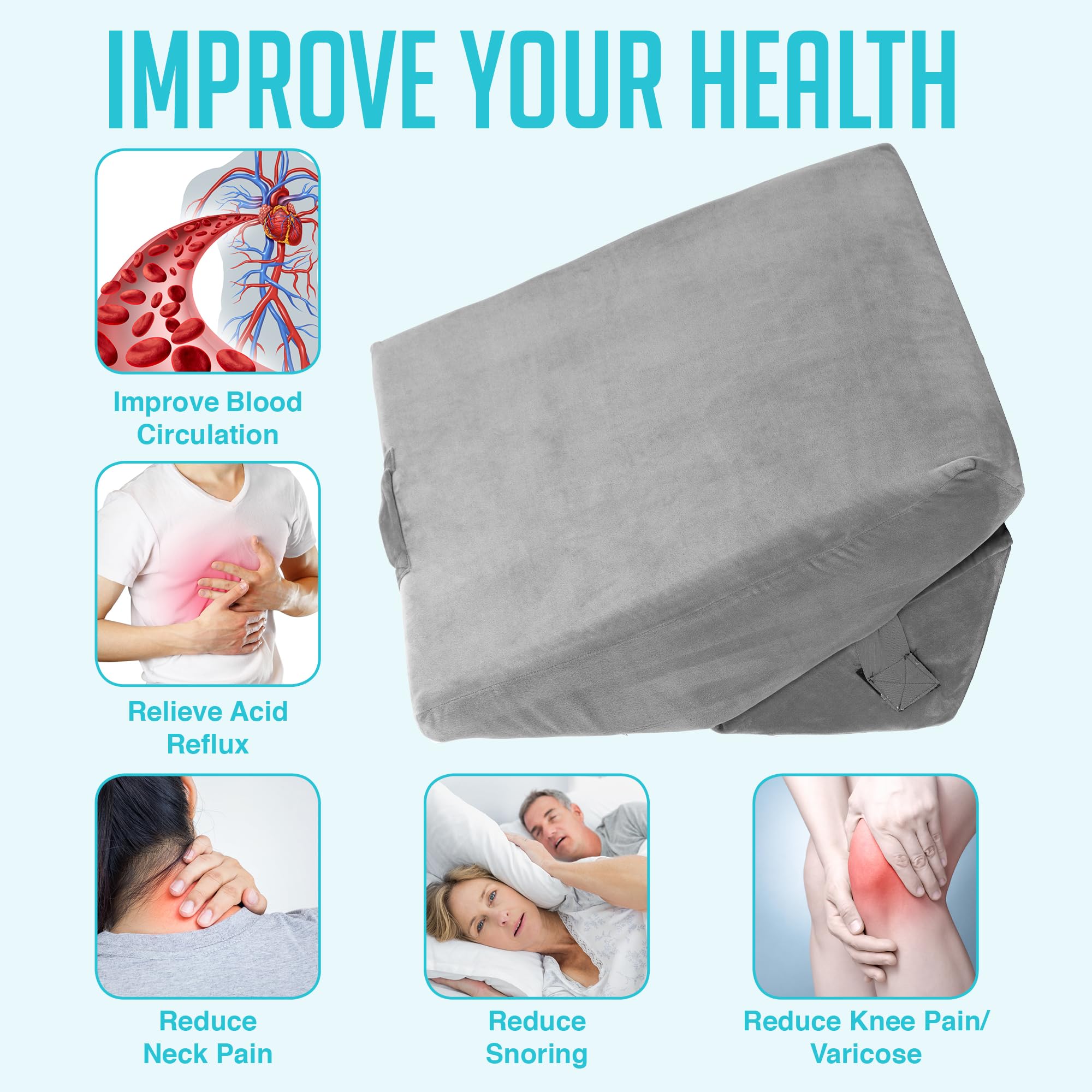 AllSett Health Adjustable Bed Wedge Pillow for Sleep Apnea, 7 in 1 Body Positioner Bed Wedge Pillow for Sleeping, Acid Reflux Pillow, GERD, Anti Snore Sleep Apnea Pillow, Heartburn