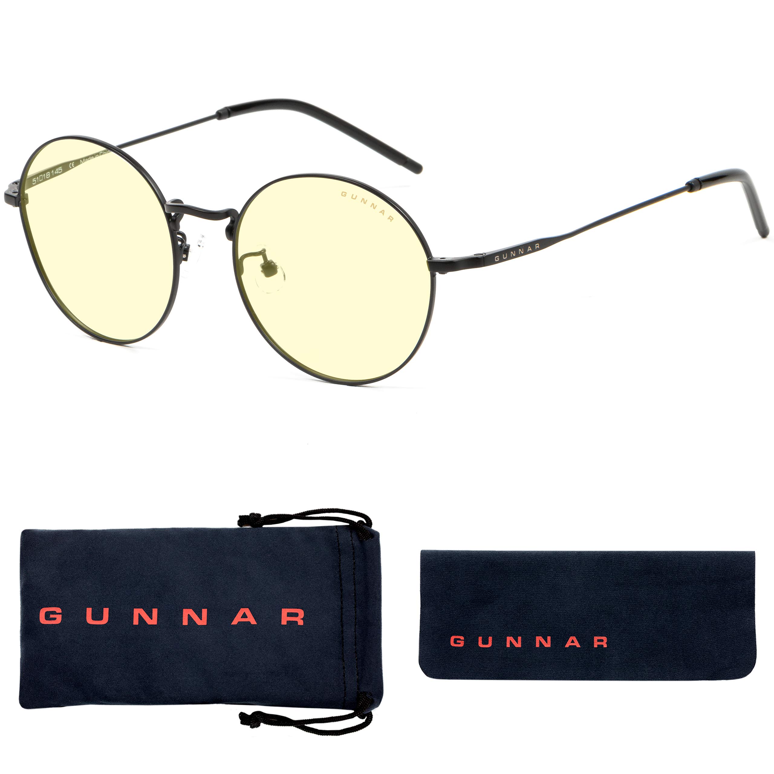 Gunnar Gaming and Computer Eyewear - Ellipse, Frame Colour: Onyx, Lens Tint: Amber (Blocks 65% Blue Light & 100% UV Light) - Blue Light Blocking Glasses - Patented lens - Reduce eye strain & dryness