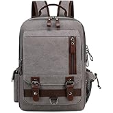 Lanola Water-resistant Canvas Backpack with Anti-Theft Pocket, Daypacks Fits 15.6 Inch Laptop for Men Perfect for Work, Travel, Daily Use (Grey)