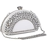 COAIMANEY Womens Sparkly Rhinestone Glitter Clutch Purse Evening Handbag Shoulder Bag for Wedding Party Prom
