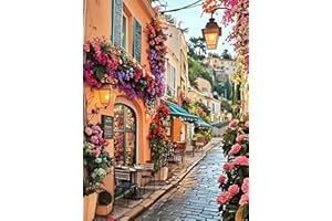 askkqtx Landscape Diamond Art Kits for Adults, Flowers Street Scenery Diamond Painting Kits, 5D DIY Full Drill Crystal Rhinestone Gem Art Craft Kits for Home Wall Decor 12X16 Inch