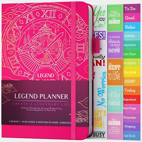 Legend Planner Deluxe Weekly Monthly Life Planner To Hit Your Goals Live Happier Organizer Notebook Productivity Journal A5 Hardcover - 