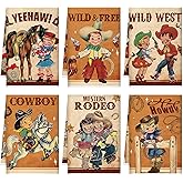 FuWeave 6 Pcs Vintage Western Cowboy Kitchen Towels Retro Cowgirl Dish Towels Truck Horse Hand Towels Absorbent Cowboy Cowgirl Drying Tea Towel Bathroom Housewarming Gifts for Cooking Home Decor