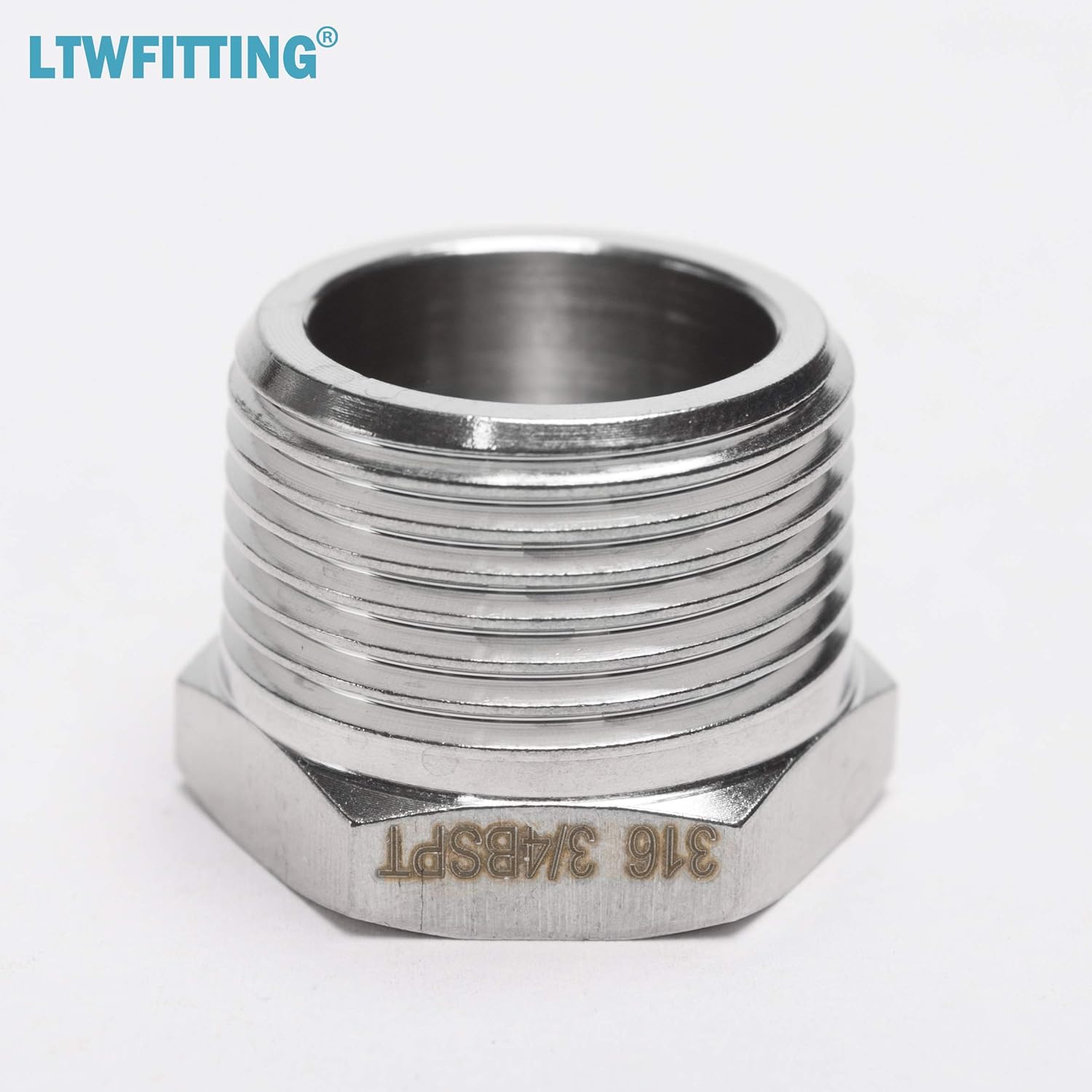 LTWFITTING Stainless Steel 316 Pipe Hex Head Plug Fitting 3/4-Inch Male BSPT Air Fuel Boat (Pack of 5) - Image 3