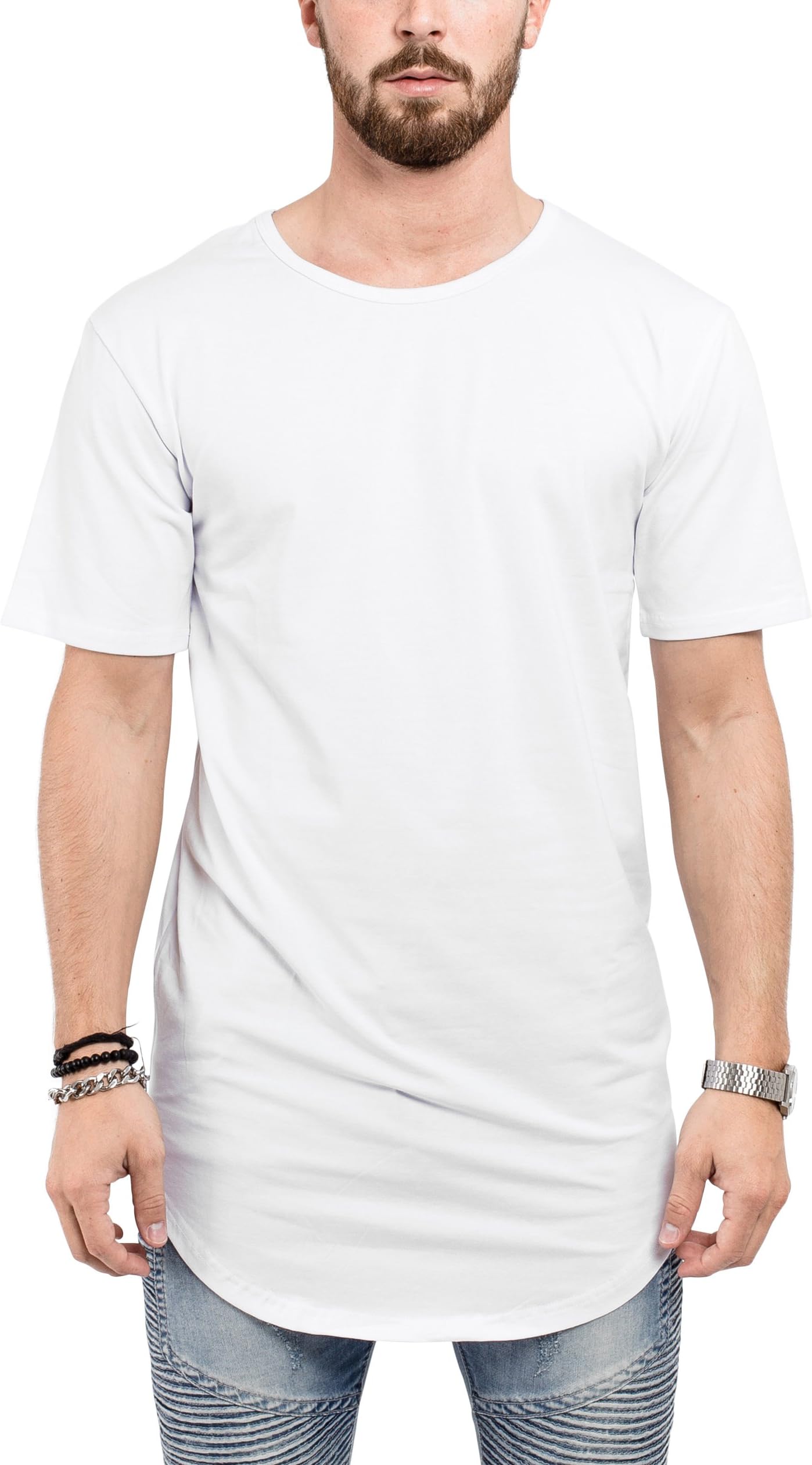 Blackskies Round Basic Longshirt | Long Oversize Fashion Long Sleeve Men's T-Shirt Long Tee