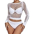 XIUSEMY Womens Lingerie Set Fishnet Top and Panty Two Piece Babydoll Cover up