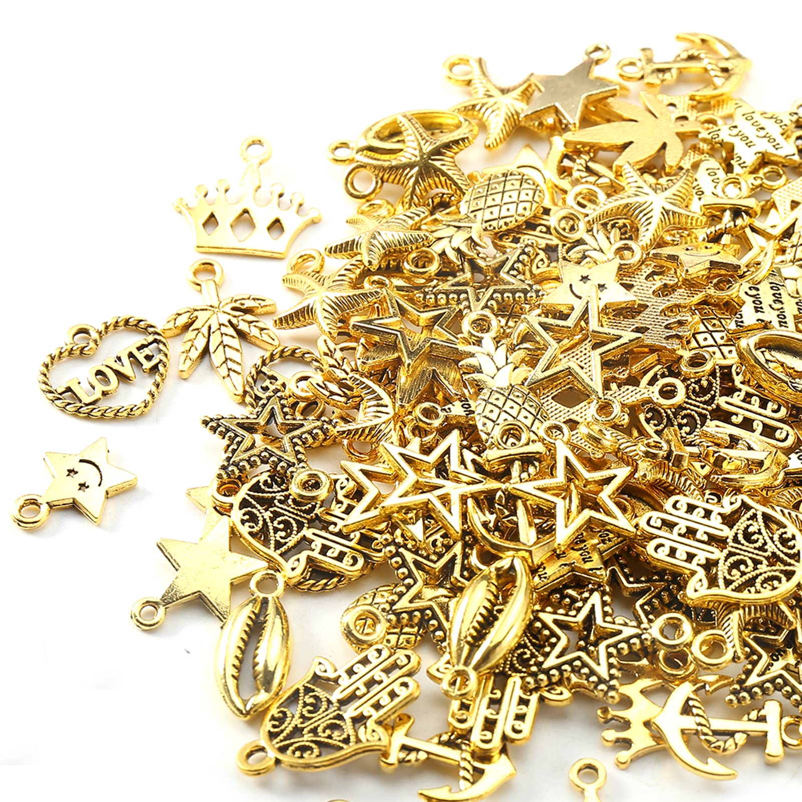 HERZWILD Charms Pendants Colorful Charm for Jewelry Crafts Bracelet Necklace Earring Mixed Charms Antique Silver Gold, Metal (C)