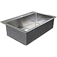 Franke HFS3322-2 Vector 33.5" (33" Compatible) Dual Mount Single Bowl Kitchen Sink with Two Holes and Fast-in Installation System, Stainless Steel