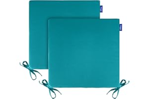SleepMan Indoor/Outdoor Chair Cushions Set of 2 Chair Pads Water Resistance Square Corner Outdoor Cushions for Patio Furniture - Patio Chair Cushions with Ties (Lake Green,17''x 17'',Set of 2)