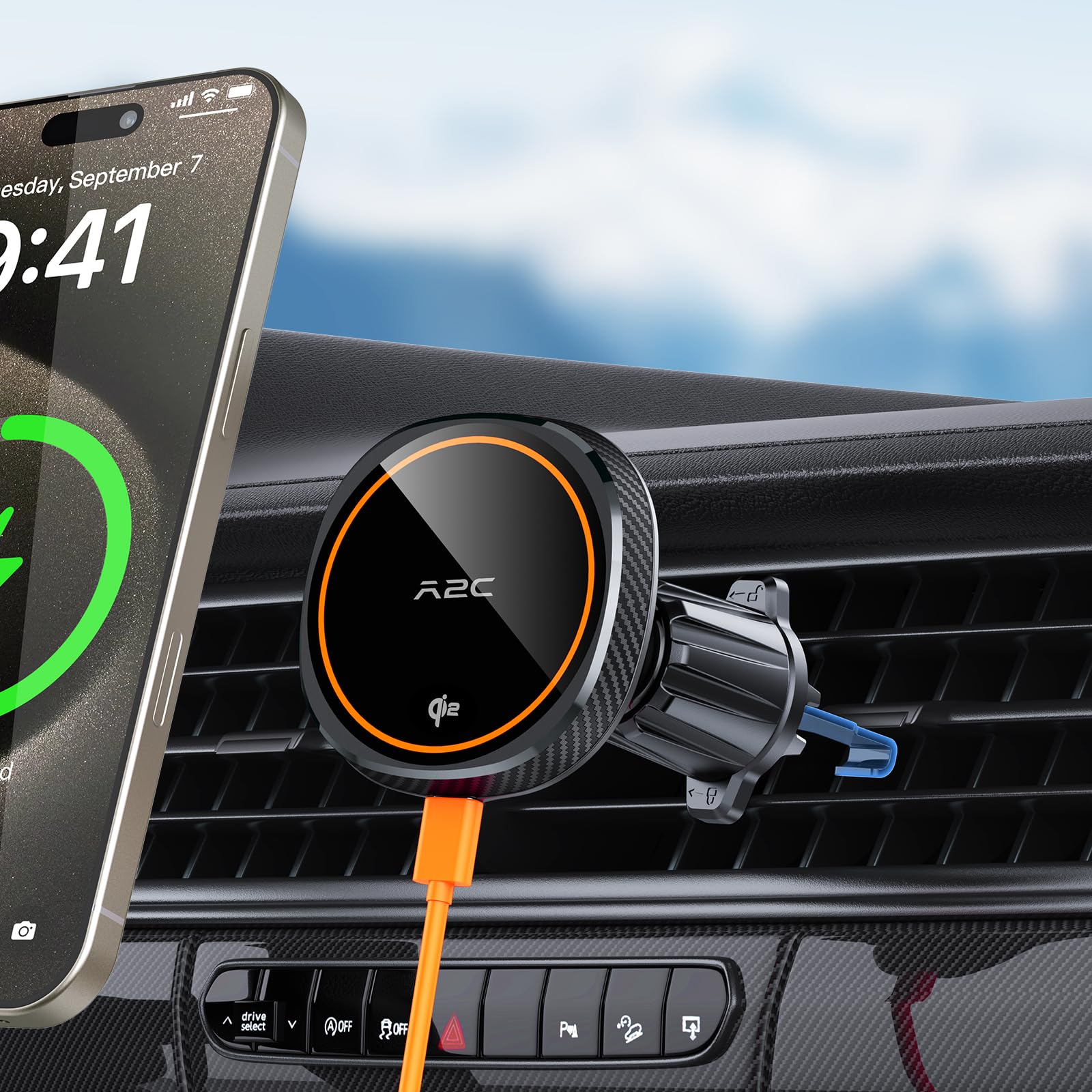 APPS2Car Qi2 Magsafe Car Mount Charger,15W Fast Charging Magsafe Phone Holder Wireless Charger for Car Vent,Rapid Heat Dissipation Magnetic Car Holder Fits iPhone 16/15/14/13/12 Serie & Samsung