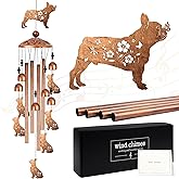 French Bulldog Wind Chimes for Outside, Bulldog Gifts for Women Men Metal Windchimes Outdoors, Dog Home Garden Patio Yard Decor