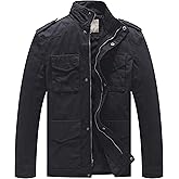 WenVen Men's Lightweight Military Style Jacket Twill Cotton Windbreaker