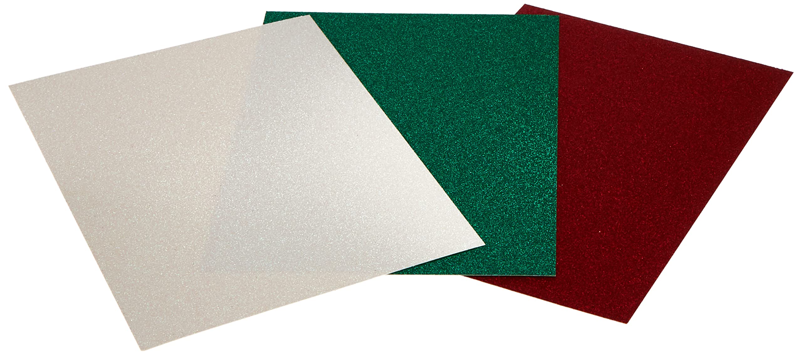 Dovecraft A4 Double-Sided Glitter Card Red, Green & White - 350GSM - Non Shed for Cricut, Brother & Silhouette for Party, Papercraft, Stationery & Home Décor, Festive (12 Pack)