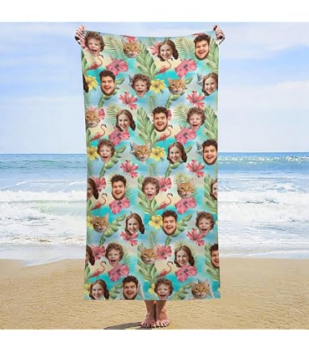 Personalized Beach Towel With Picture & Name - Custom Photo Funny Face Towel For Kids & Adults, Quick Dry Microfiber - View #9