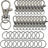 20 Pcs Lobster Claw Keychains Clasps with Key Rings, Metal Swivel Snap Hooks, Small Keychain Clip Hooks for Jewelry Making, Crafts (Silver)