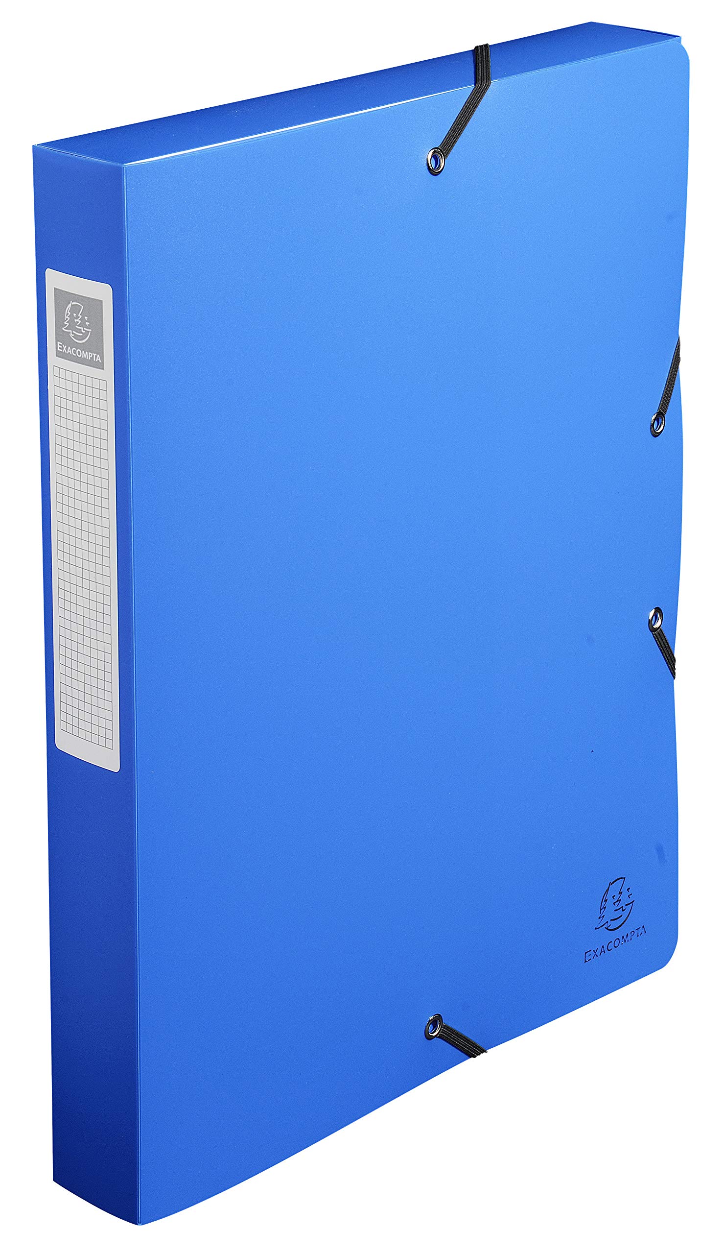Exacompta - Ref 59782E - Uni PP Elasticated Filing Box - 250 x 330mm in Size, Suitable for Holding A4 Documents, 40mm Spine, Opaque Polypropylene, Spine Label - Blue