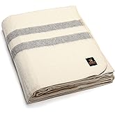 Thick Alpaca Wool Blanket Heavyweight Camping Outdoors Indoors Soft Peru King Size Stripes Design (Ivory - Soft Gray, King Size)