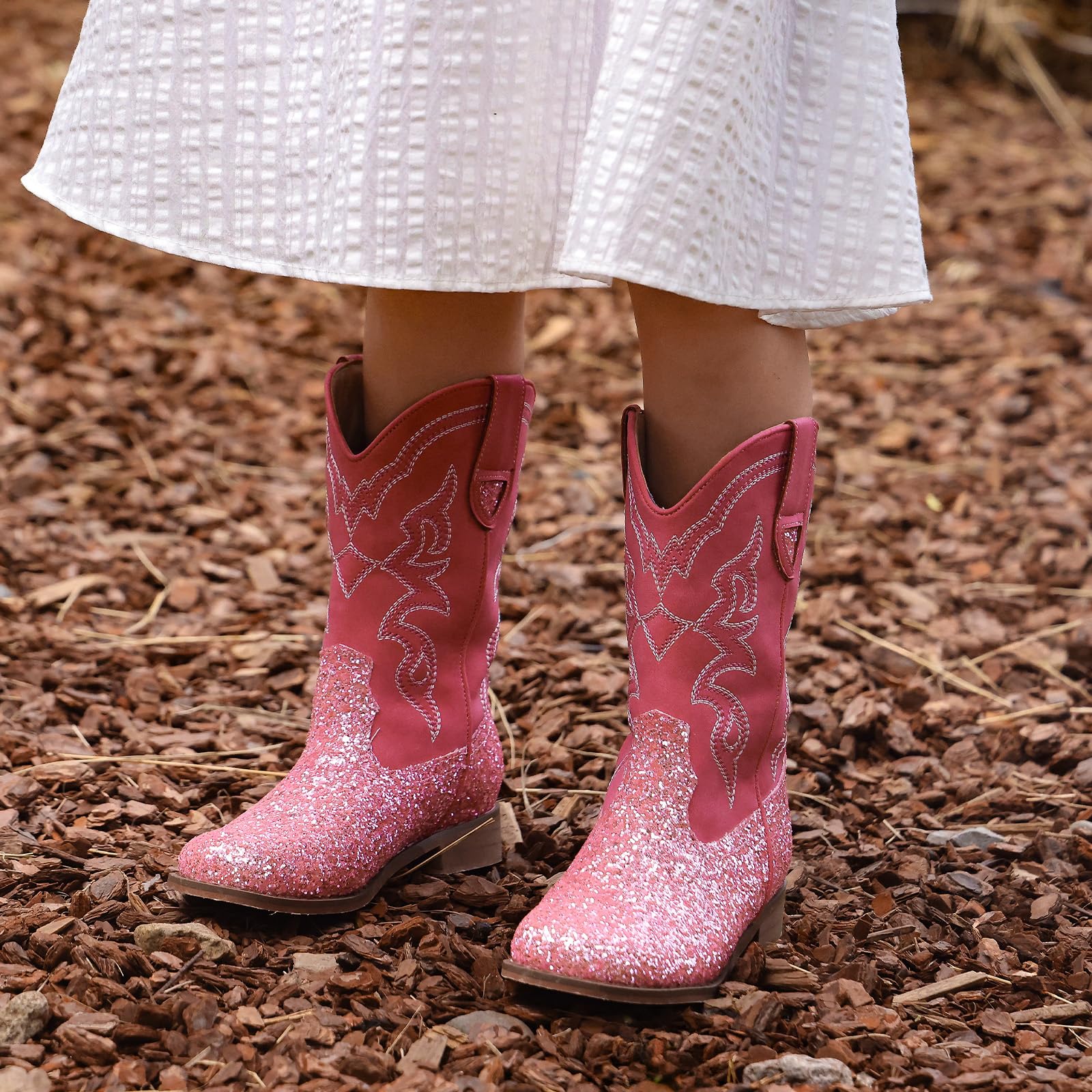 Choiran Toddler Girls Cowboy Boots - Cowgirl Western Boot for Kids Mid Calf Riding Shoes Little Kid/Big Kid