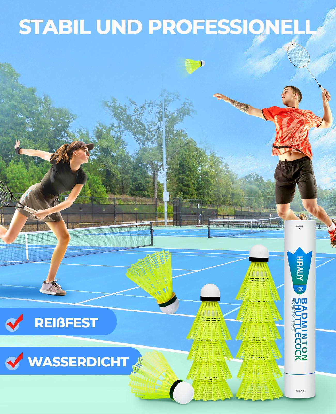 HIRALIY 24 Stück Nylon Federbälle Badminton, Batting Training High Speed Badminton Bälle Stabil und Langlebig, Ideal für Hitting Praxis für Jugendspieler Indoor und Outdoor 7