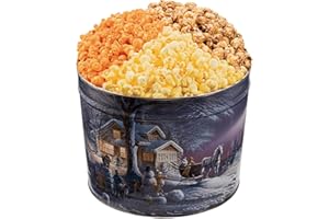 The Wisconsin Cheeseman Popcorn Trio Tin - Featuring Crunchy and Freshly Popped Cheddar, Butter, and Caramel Flavored Popcorn, Gift Tin for Holiday Season or Birthdays