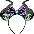 RAZKO Maleficent Minnie Ears Headband, Sequin Devil Horn Mickey Ears Headband Mouse ears Headband for Women Girls Hair Access