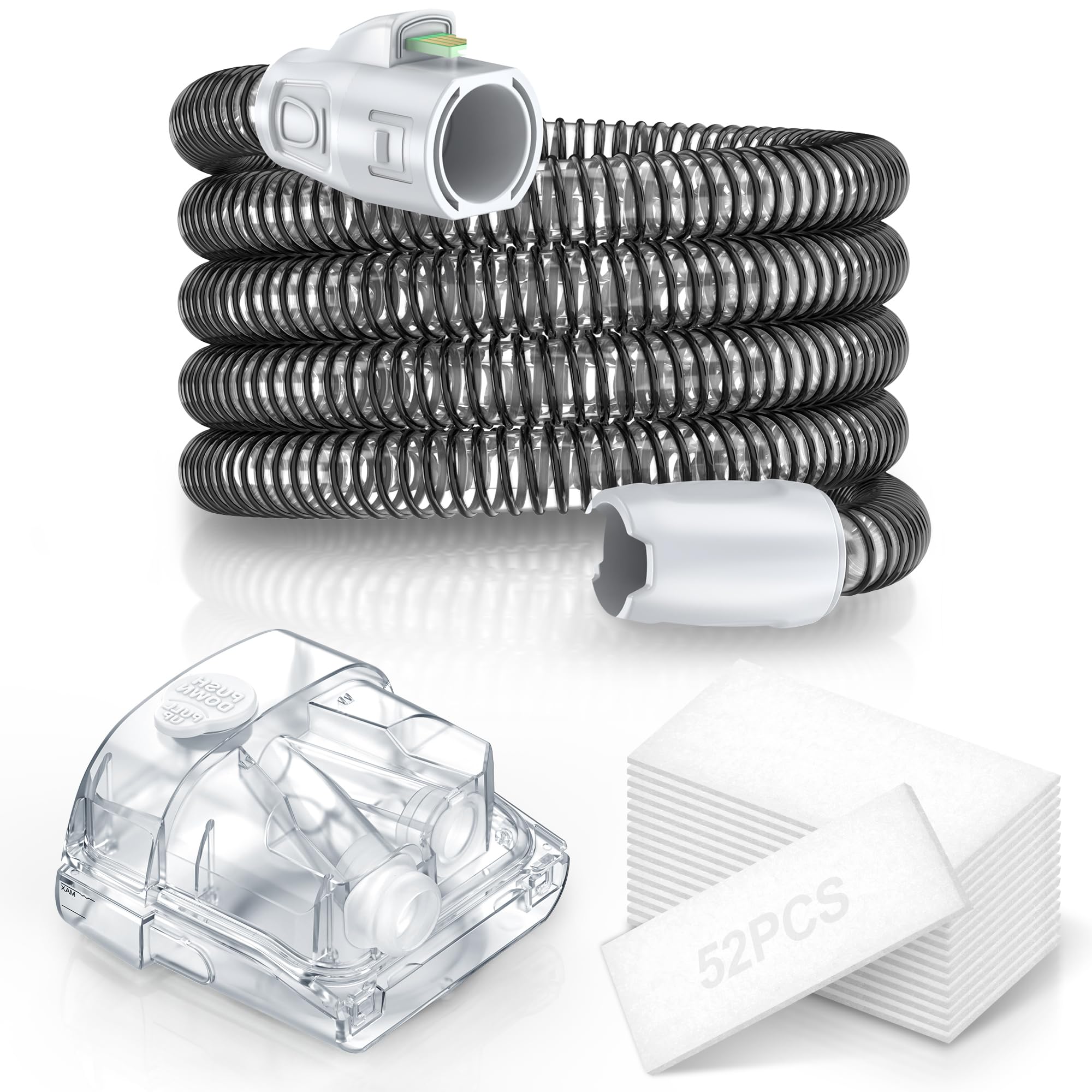 Photo 1 of Improved Version Climate Line Air Hose & Water Chamber Compatible with Airsense 11 and Aircurve 11 Only, Comes with 52 PCS CPAP Filters - IDEAR Reusable CPAP Supplies Replacement Great-Value Bundle