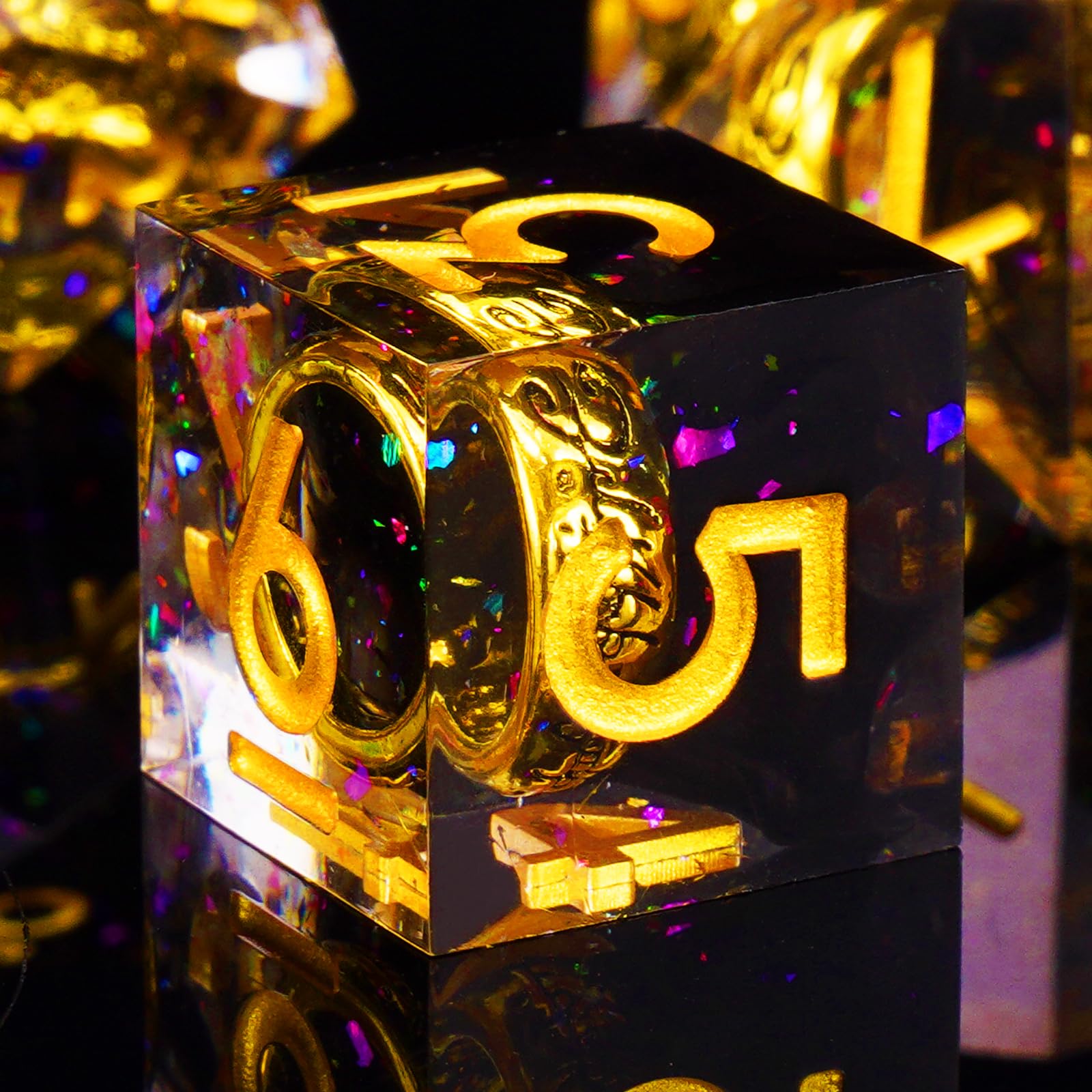 ORUZA 7 PCS Lord Of The Ring DND Dice Set Resin Sharp Edge Dice Polyhedral D&D Dice Set for Dungeons and Dragons RPG MTG Role Playing Game Dice D20 D12 D10 D8 D6 D4 D%