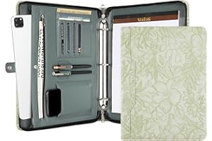 DUKE&COW Vegan Leather Portfolio Binder, 3-Ring Padfolio Organizer, Green