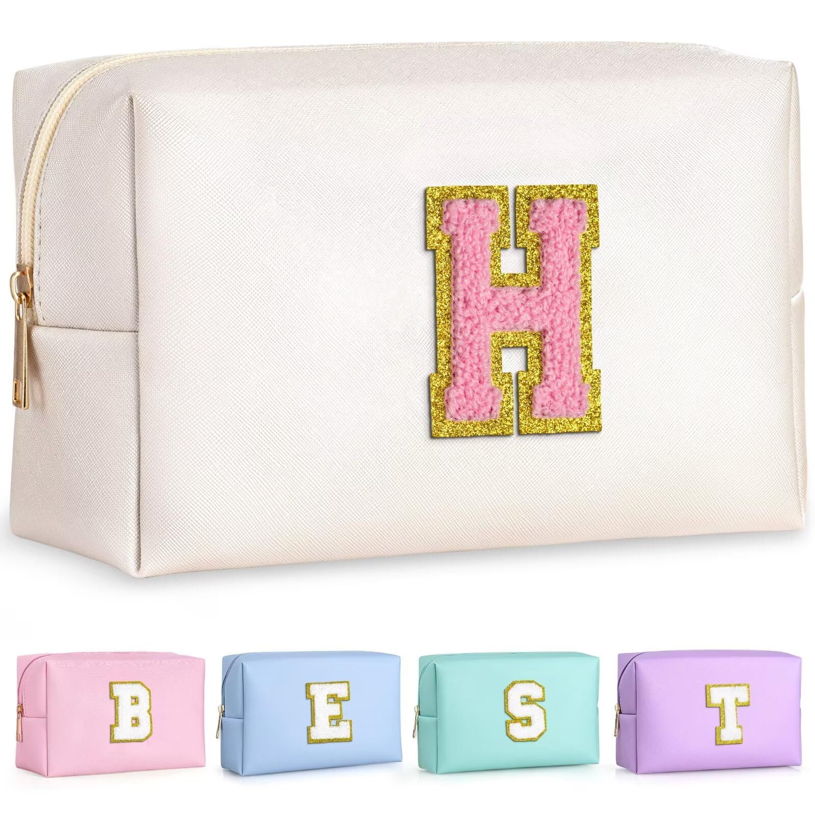 TOPEAST Preppy Bag, Monogrammed Makeup Bags with
