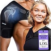 ZENKEYZ Shoulder Brace for Men and Women - Black, Large/X-Large - Adjustable Neoprene Compression Sleeve with Cold Therapy Pocket - One-Handed Application Support for Physical Recovery and Joint Stability - Ambidextrous Fit